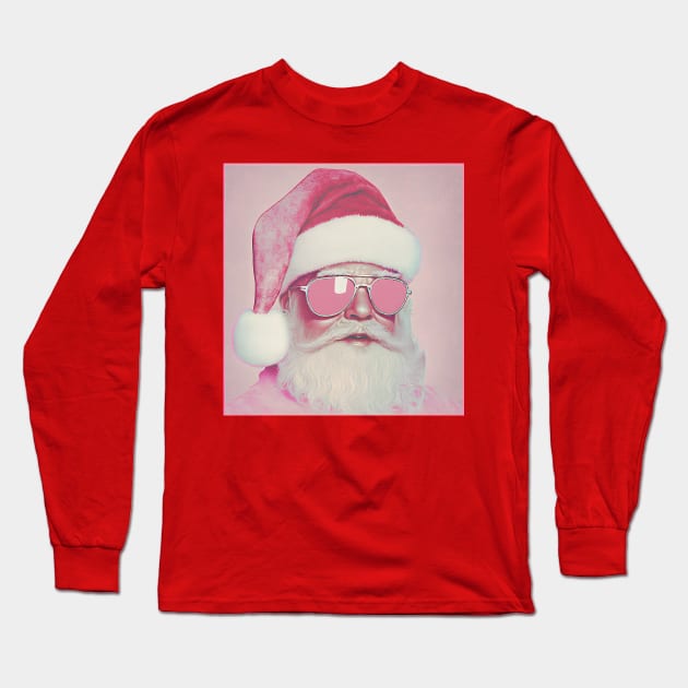 Retro vintage pink Santa Claus Long Sleeve T-Shirt by Sobalvarro